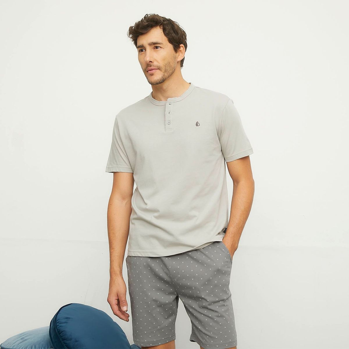 NEWPORT - Pijama Hombre Corto Manga corta con Puntos de Algodón NEWPORT