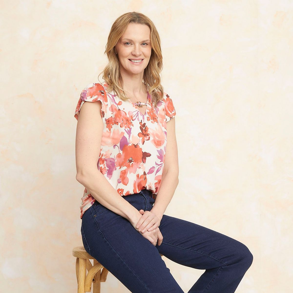 SOUTHLAND - Camisa Mujer con Flores Manga corta Southland