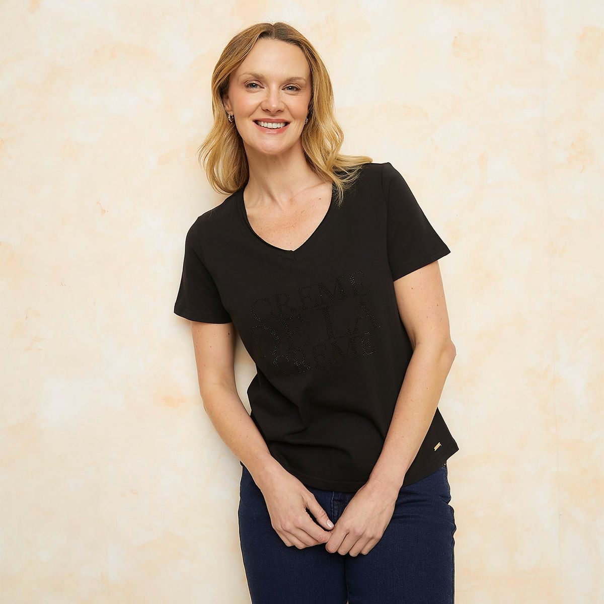 SOUTHLAND - Camiseta Mujer Con aplique Manga corta de Algodón Southland