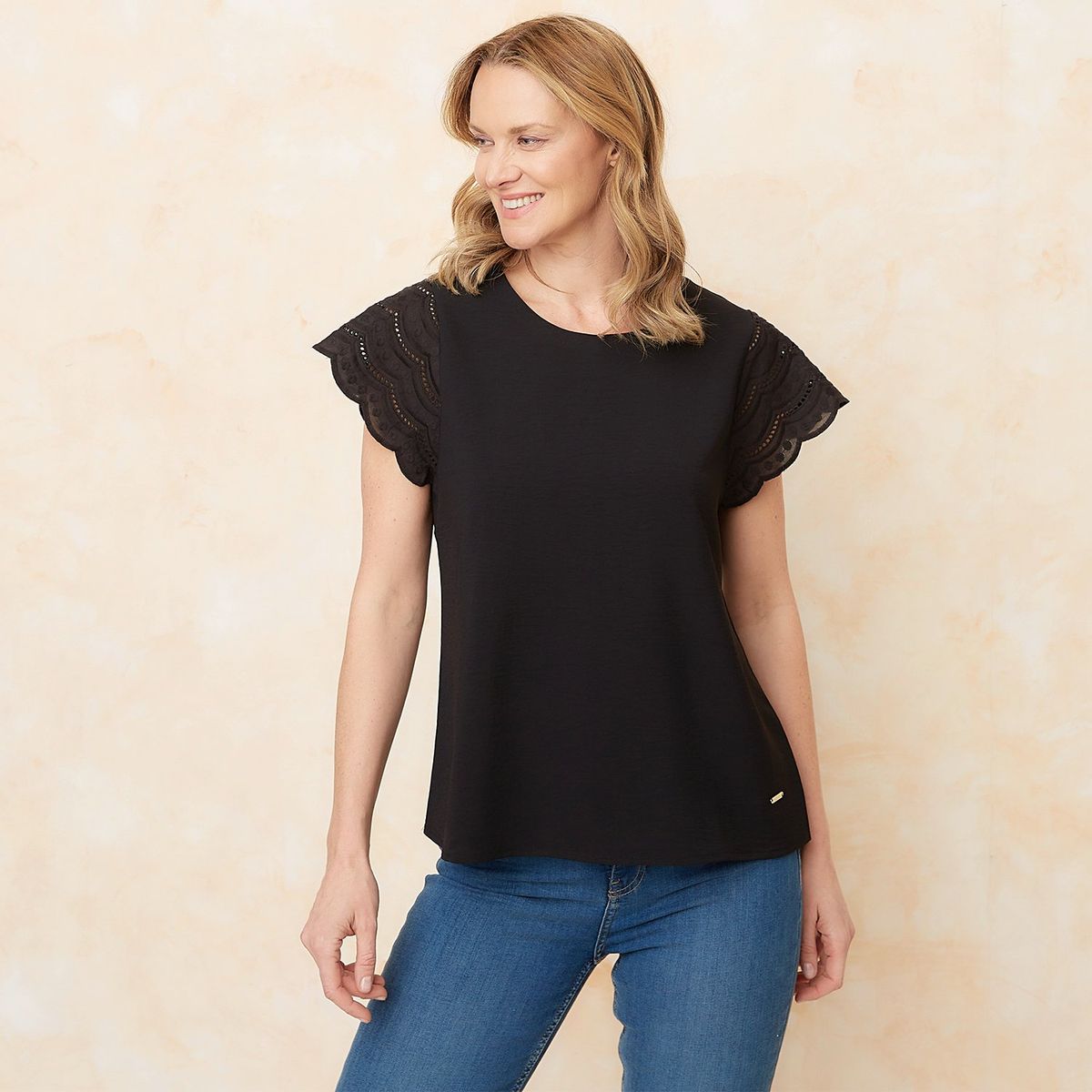 SOUTHLAND - Blusa Mujer con Ojalillo Manga corta Southland
