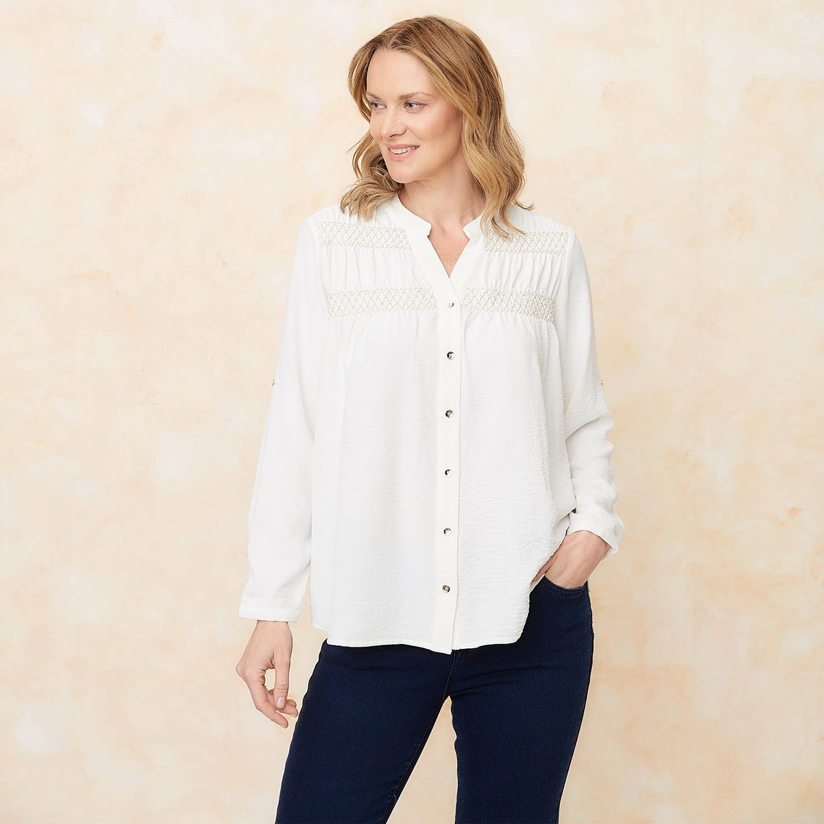 SOUTHLAND - Blusa Mujer con Bordado Manga larga Southland