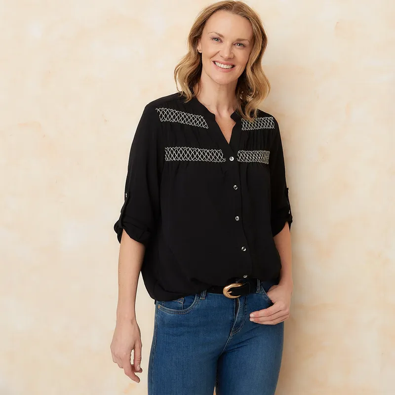 SOUTHLAND - Blusa Mujer con Bordado Manga larga Southland