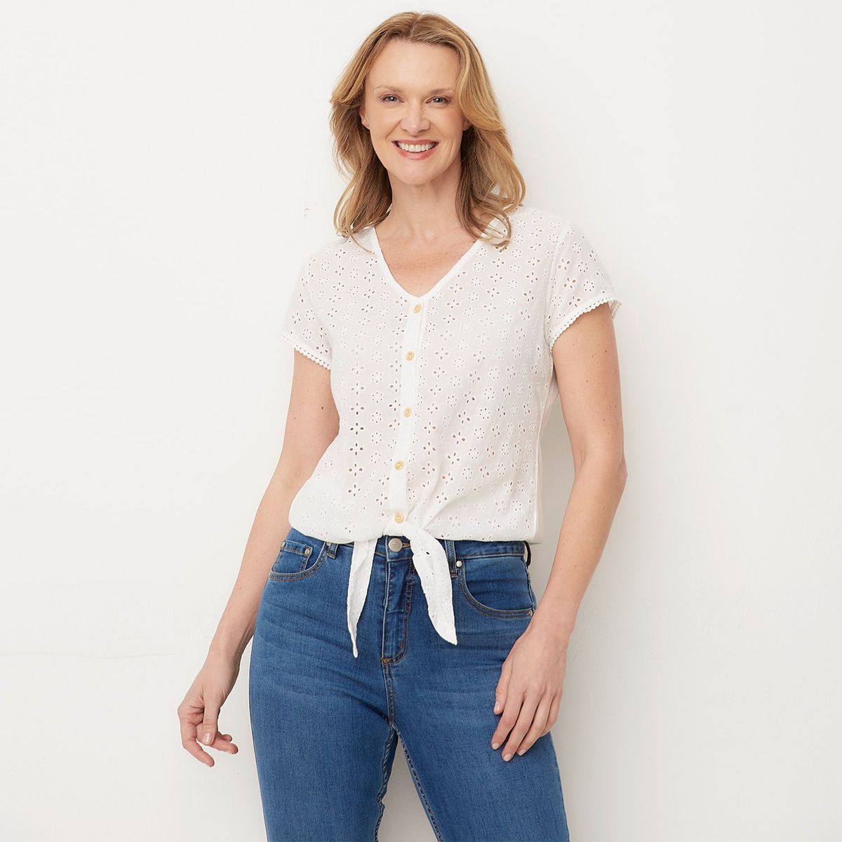 NEWPORT - Camiseta Mujer con Bordado Manga corta de Algodón Newport