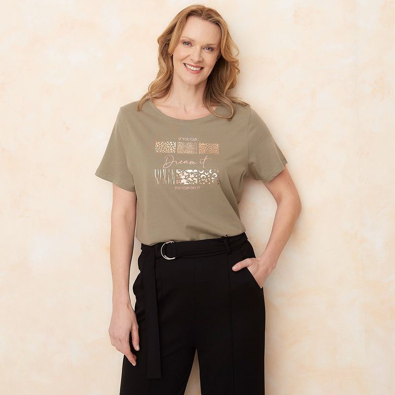 SOUTHLAND - Camiseta Mujer con Estampado Manga corta de Algodón Southland