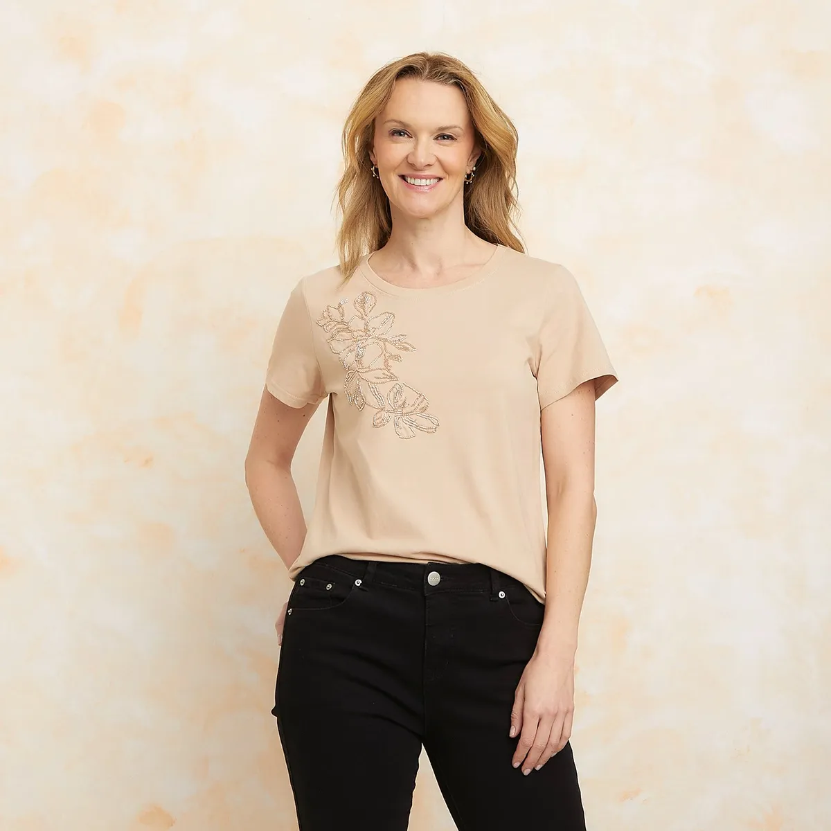 SOUTHLAND - Camiseta Mujer con Bordado Manga corta de Algodón Southland