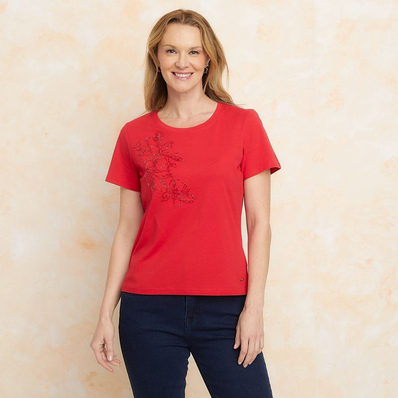 SOUTHLAND - Camiseta Mujer con Bordado Manga corta de Algodón Southland