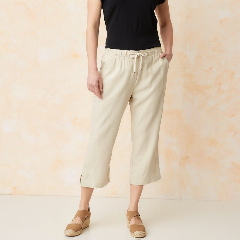 SOUTHLAND - Pantalón Recto Mujer Tiro medio de Lino Southland