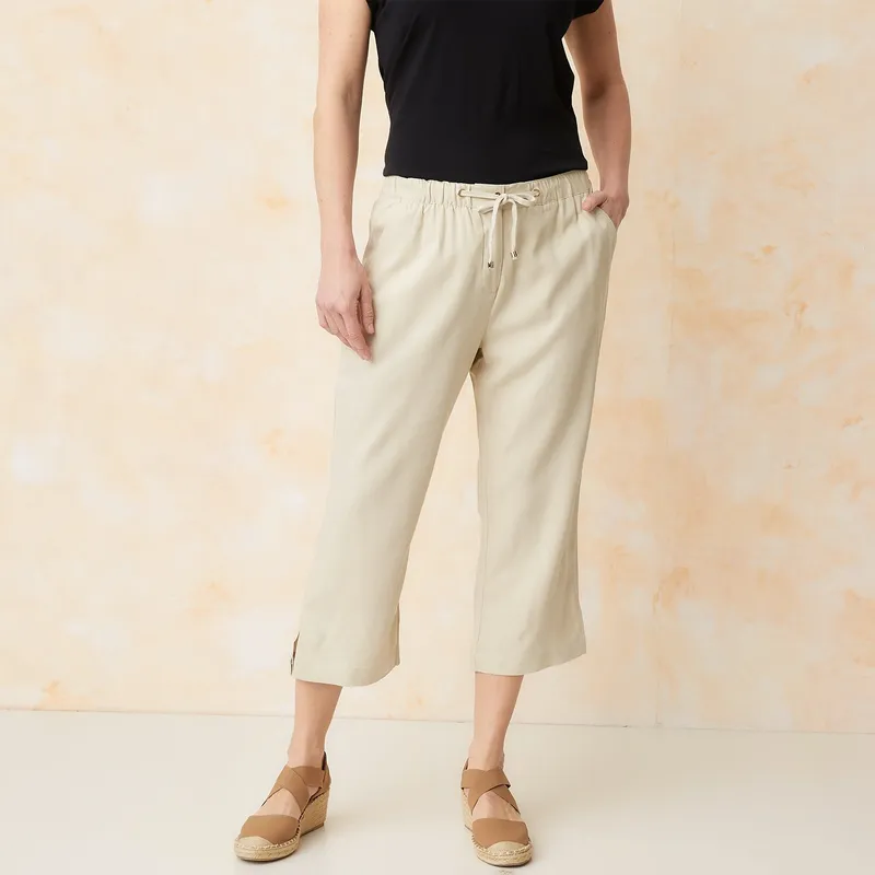 SOUTHLAND - Pantalón Recto Mujer Tiro medio de Lino Southland