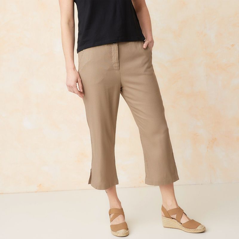 SOUTHLAND - Pantalón Recto Mujer Tiro medio de Lino Southland
