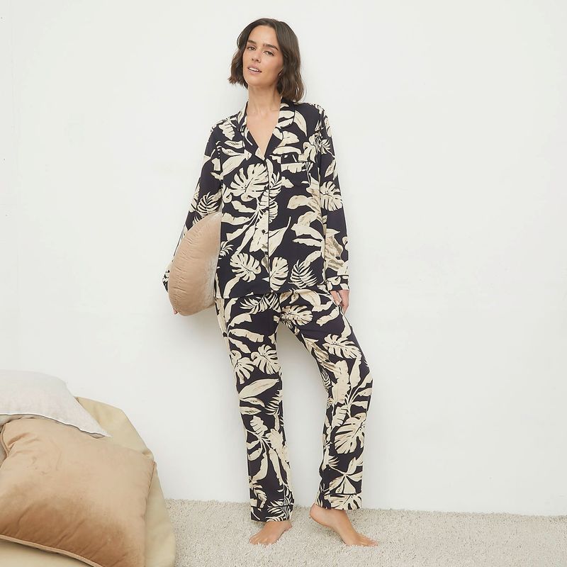 BLU - Pijama completa con pantalón Mujer Largo Manga larga Blu