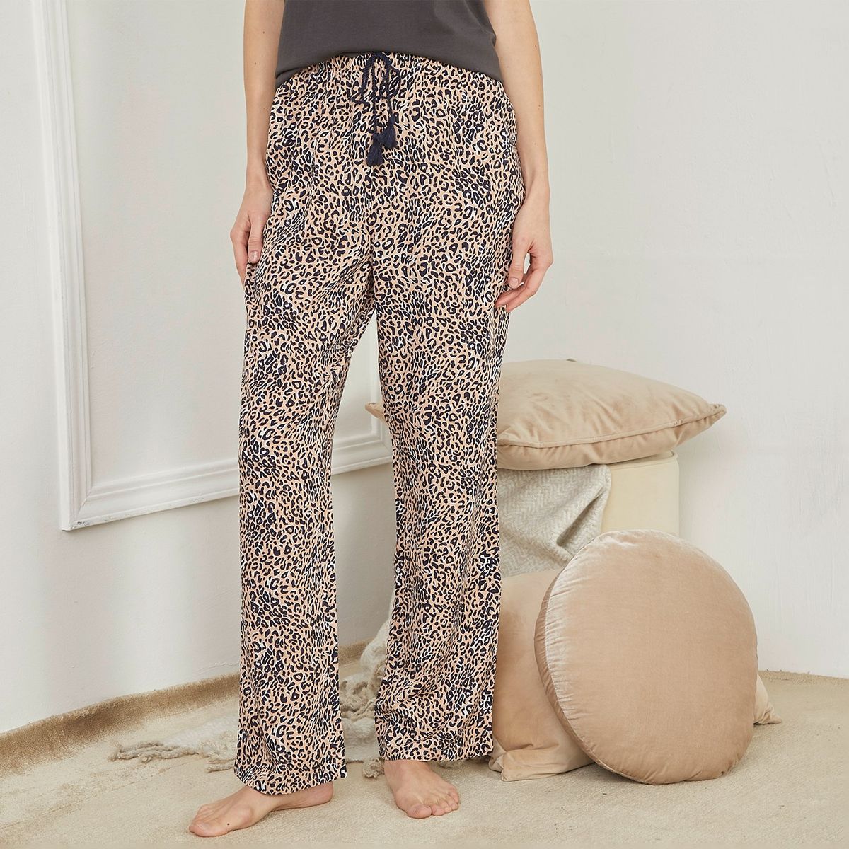 BLU - Pantalón de pijama Mujer Largo de Viscosa Blu