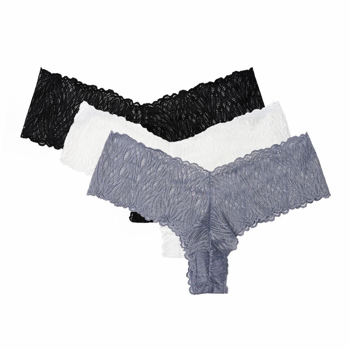 BLU - Pantis Pack de 3 con Encaje Mujer Blu