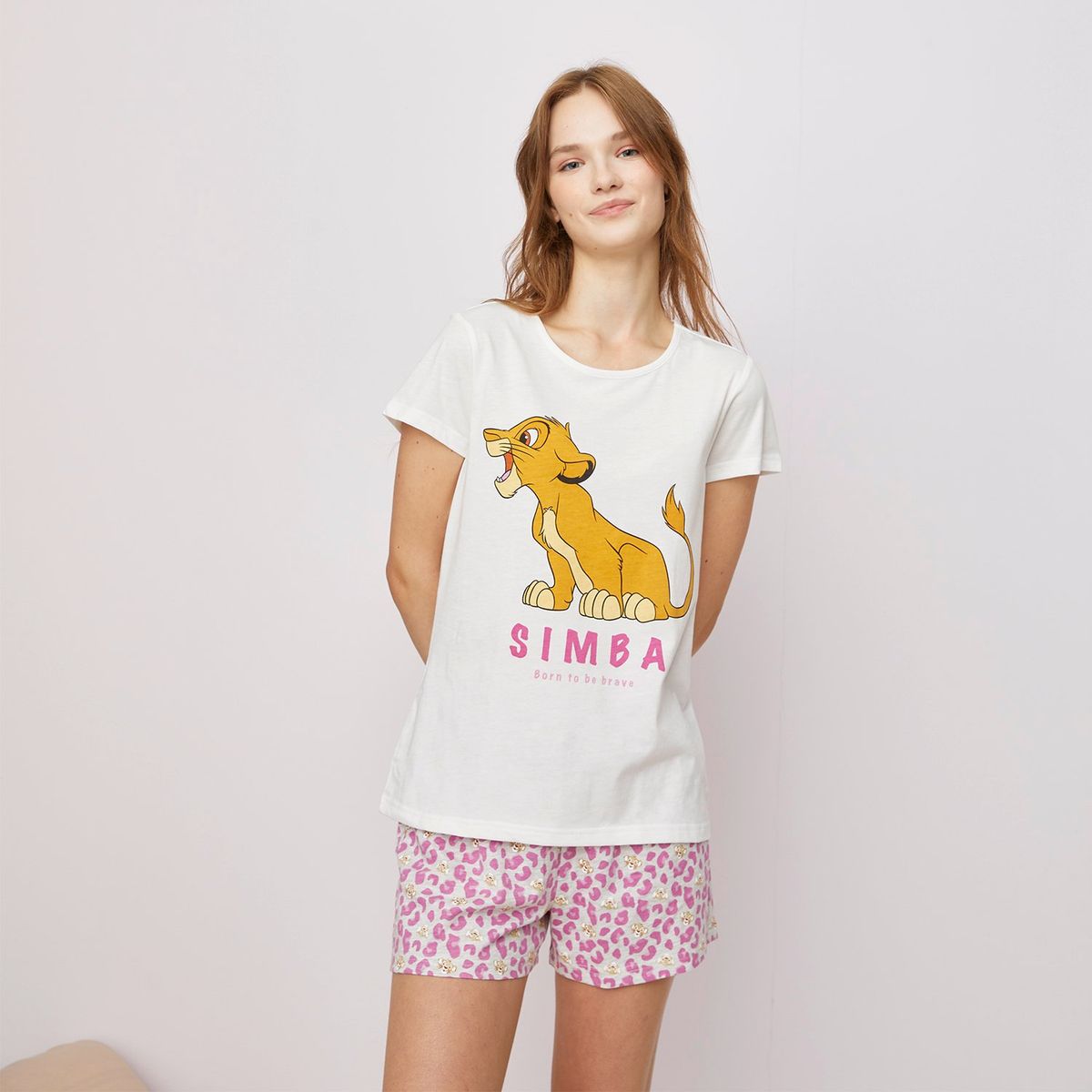 DISNEY - Pijama completa con short para Mujer Manga corta de Algodón Disney