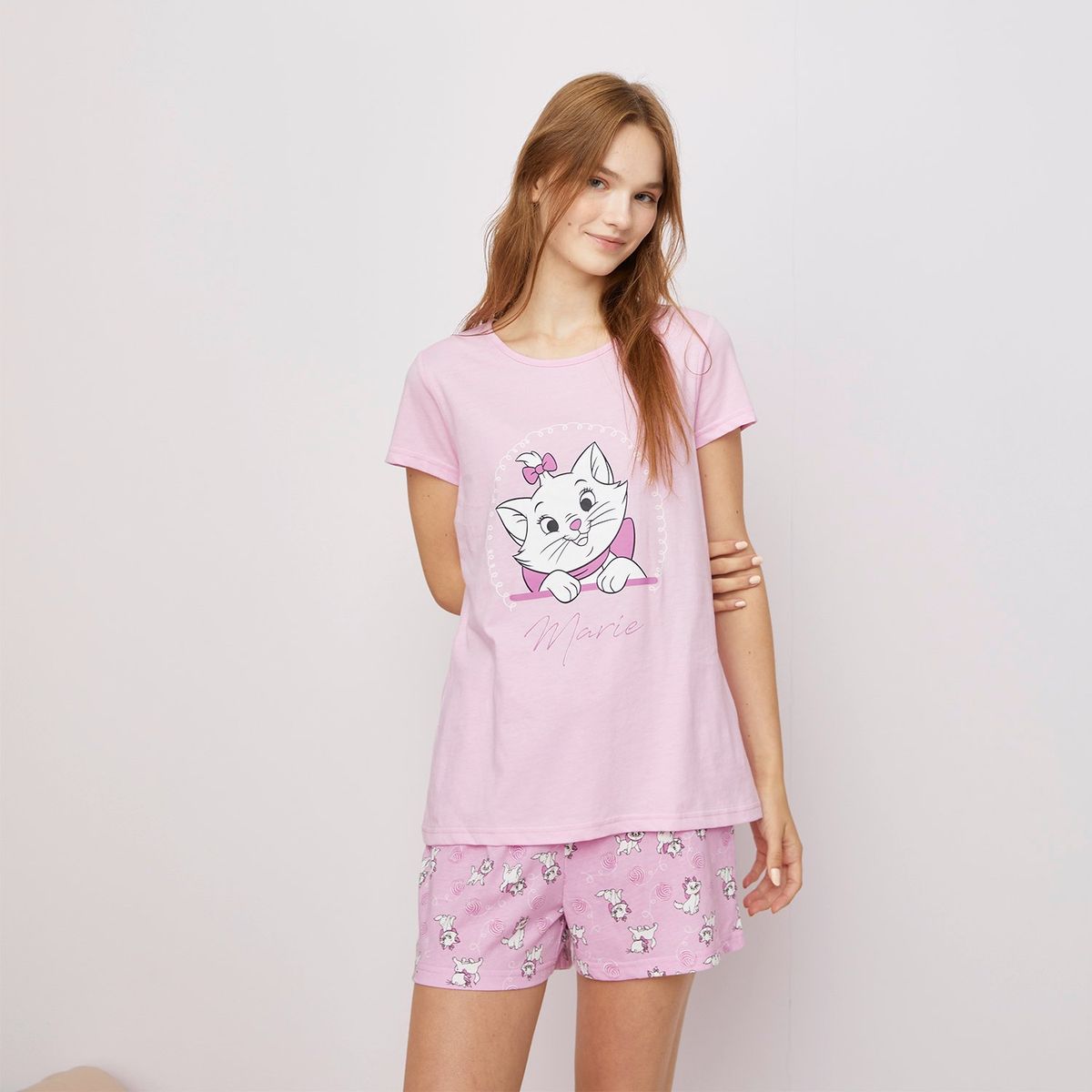 DISNEY - Pijama completa con short para Mujer Manga corta de Algodón Disney