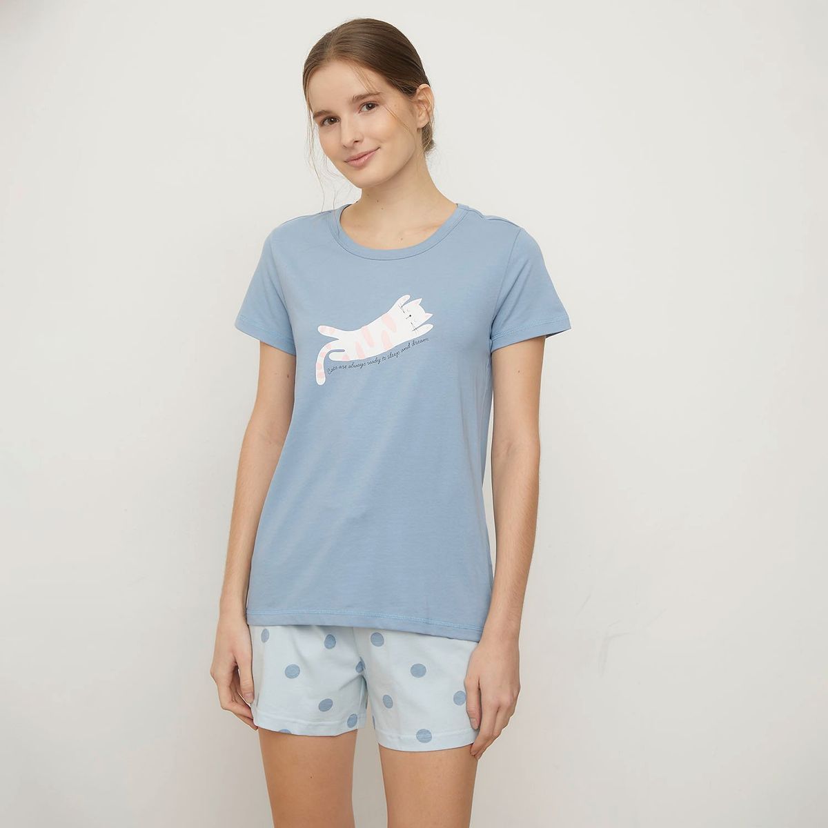 SYBILLA - Camiseta de pijama Mujer Corto Manga corta de Algodón Sybilla