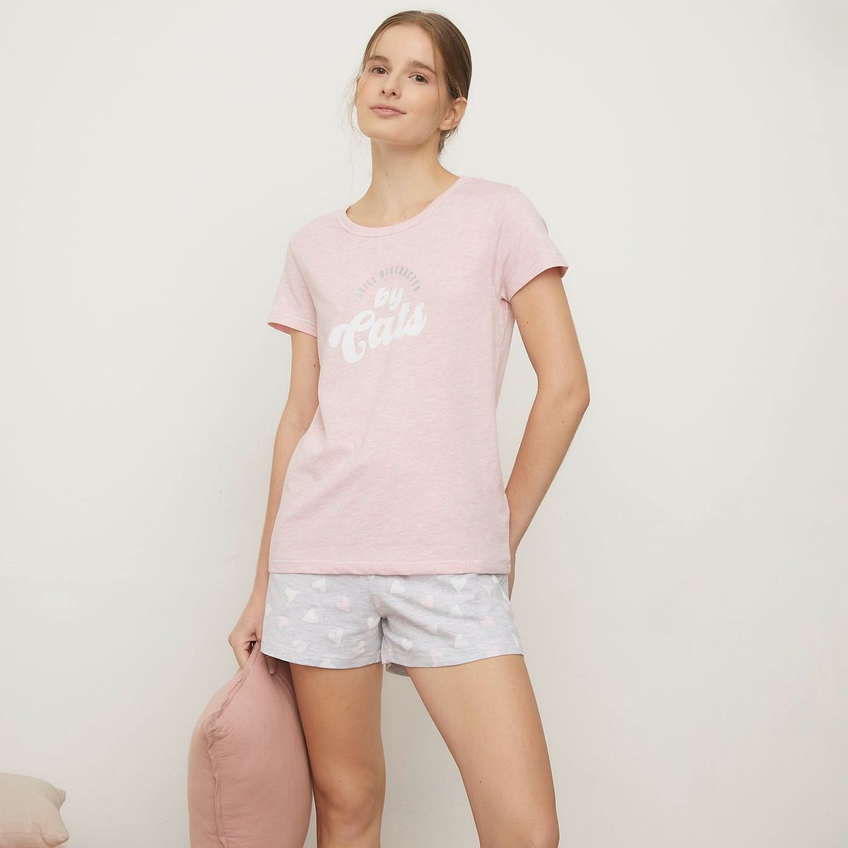 SYBILLA - Camiseta de pijama Mujer Corto Manga corta de Algodón Sybilla