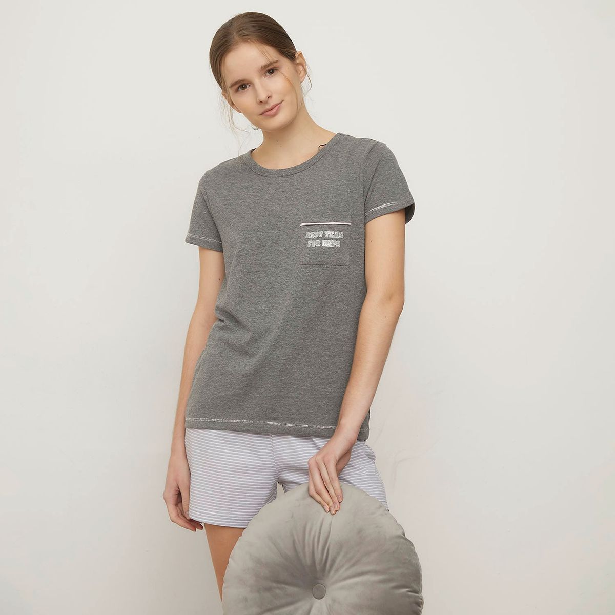 SYBILLA - Camiseta de pijama Mujer Corto Manga corta de Algodón Sybilla