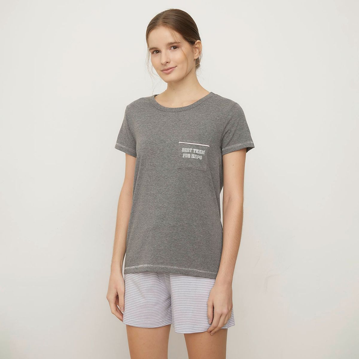 SYBILLA - Camiseta de pijama Mujer Corto Manga corta de Algodón Sybilla