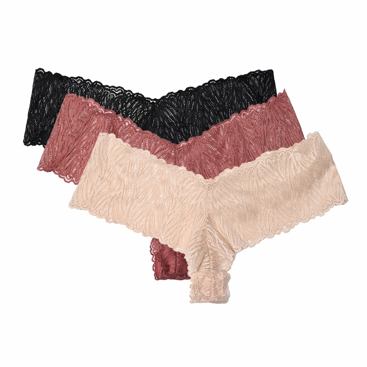 BLU - Pantis Pack de 3 con Encaje Mujer Blu