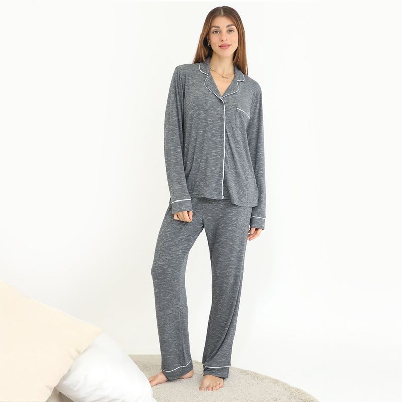BLU - Pijama completa con pantalón Mujer Largo Manga larga Blu