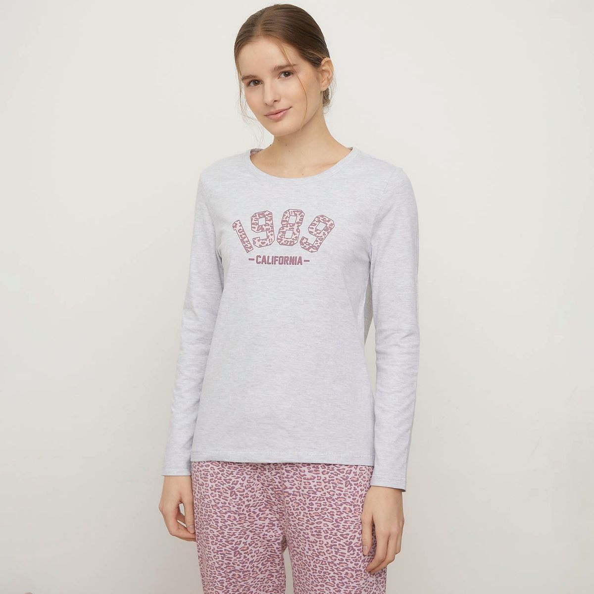 SYBILLA - Camiseta de pijama Mujer Corto Manga larga de Algodón Sybilla