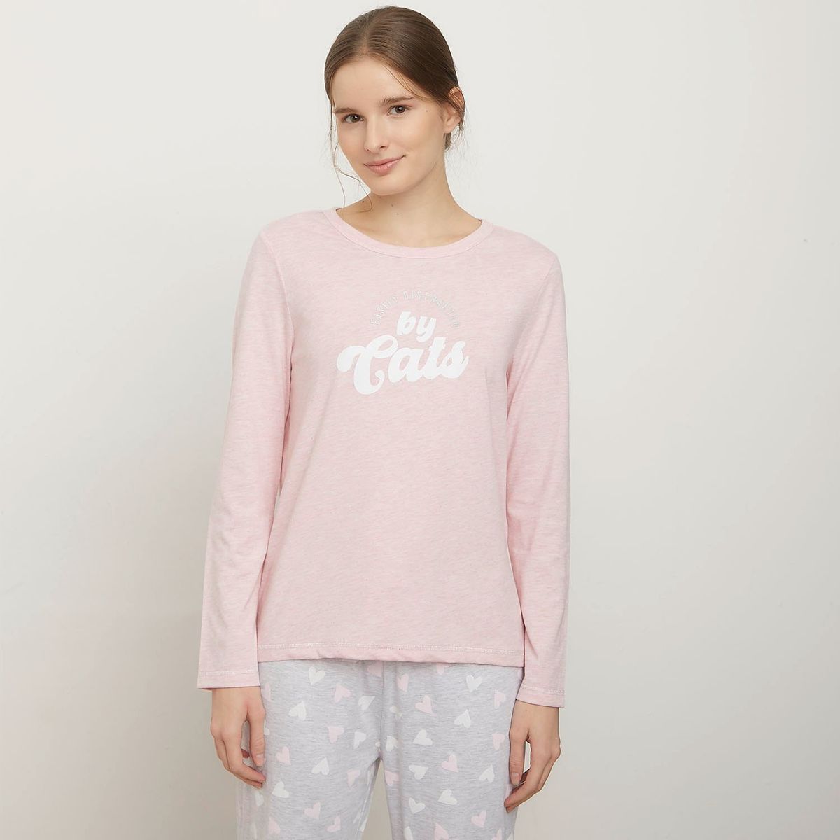 SYBILLA - Camiseta de pijama Mujer Corto Manga larga de Algodón Sybilla
