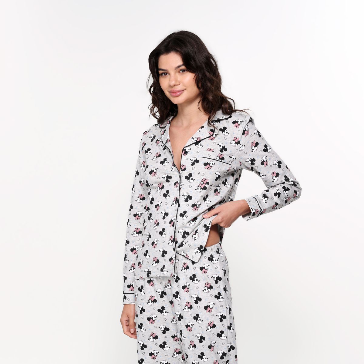 DISNEY - Pijama completa con pantalón para Mujer Manga larga de Algodón Disney