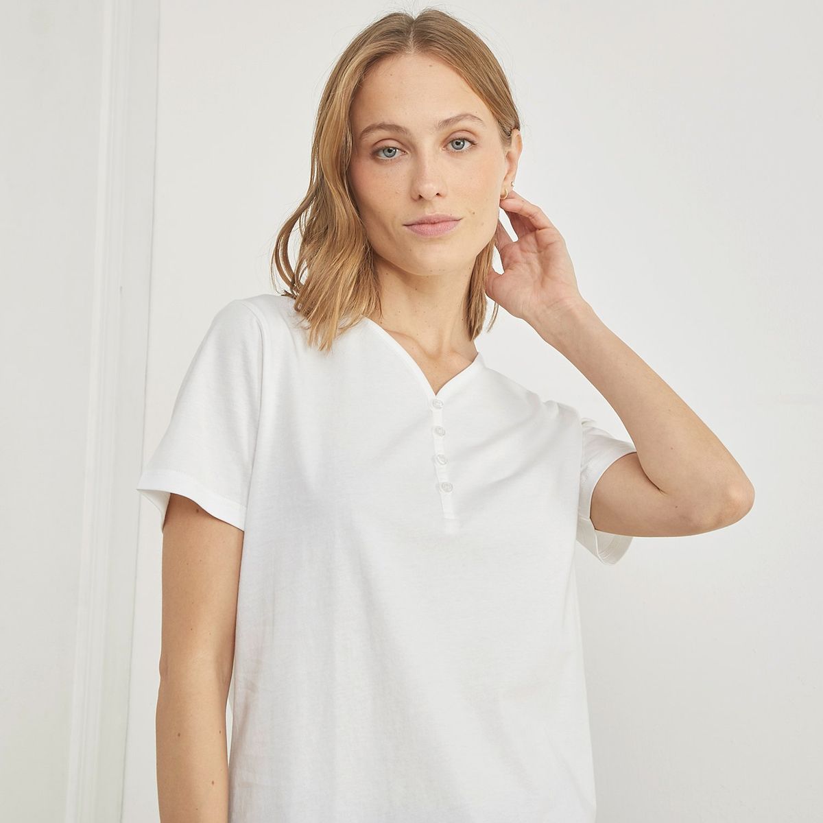 BLU - Camiseta de pijama Mujer Medio Manga corta de Algodón Blu