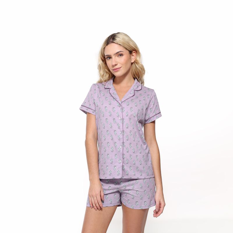 SYBILLA - Pijama completa con short Mujer Corto Manga corta de Algodón Sybilla 