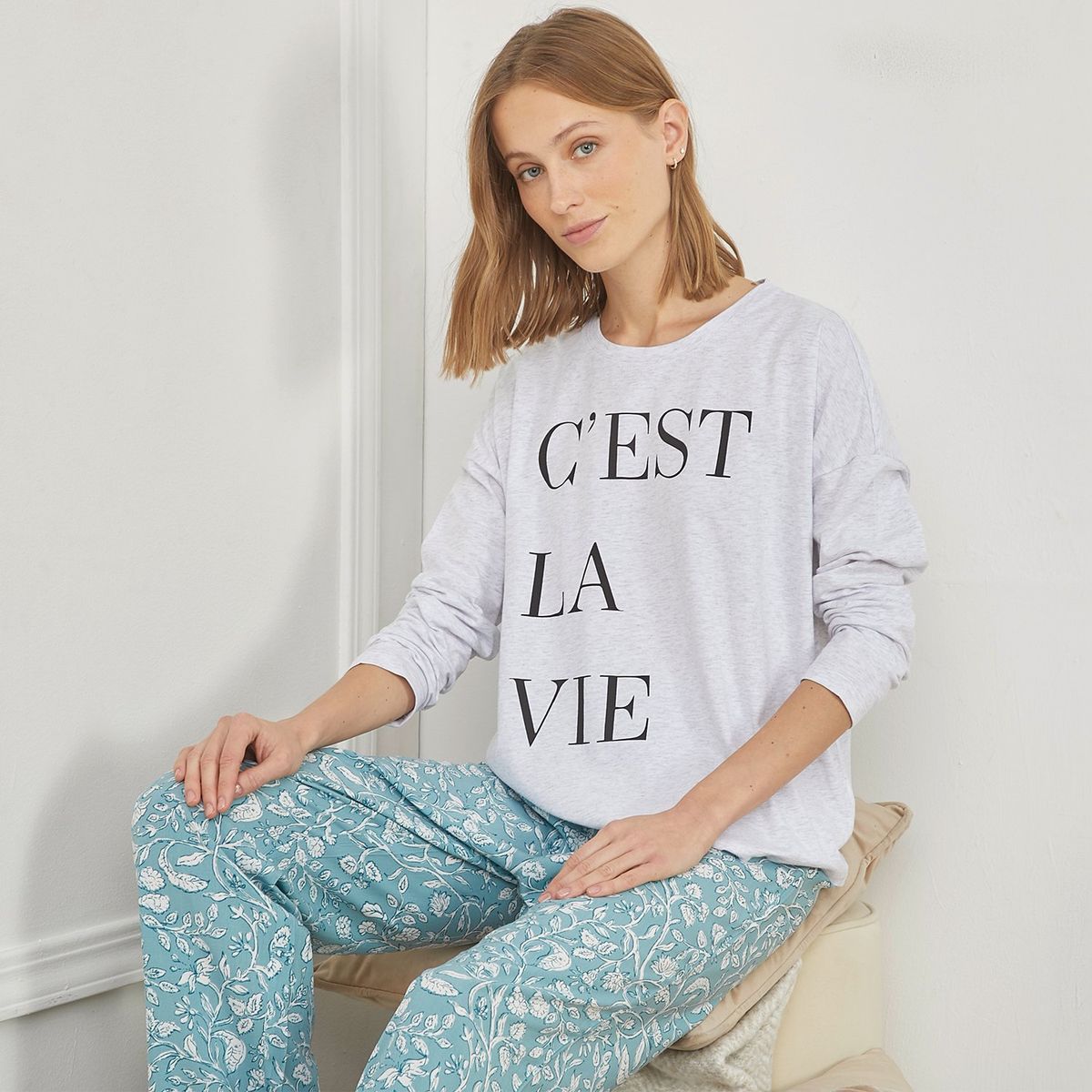 BLU - Camiseta de pijama Mujer Corto Manga larga Blu