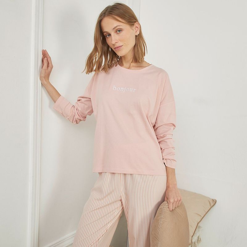 BLU - Camiseta de pijama Mujer Corto Manga larga Blu