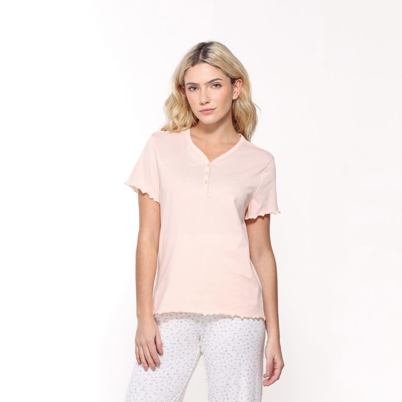 SYBILLA - Pijama completa con pantalón Mujer Largo Manga corta de Algodón Sybilla