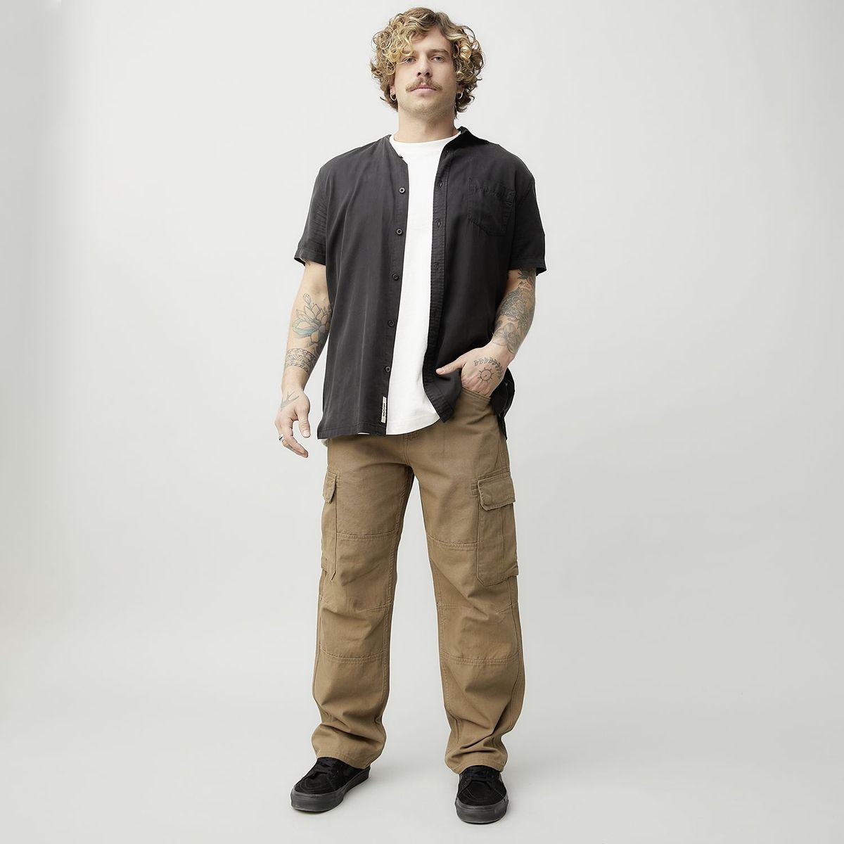 DENIMLAB - Pantalón cargo Hombre Baggy de Algodón Denimlab