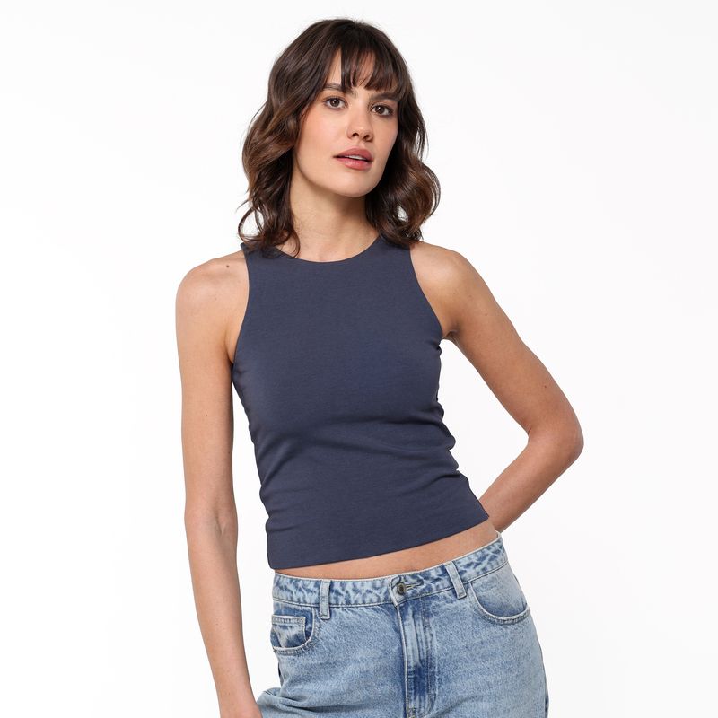 BASEMENT - Camiseta Mujer Sin mangas de Algodón Basement