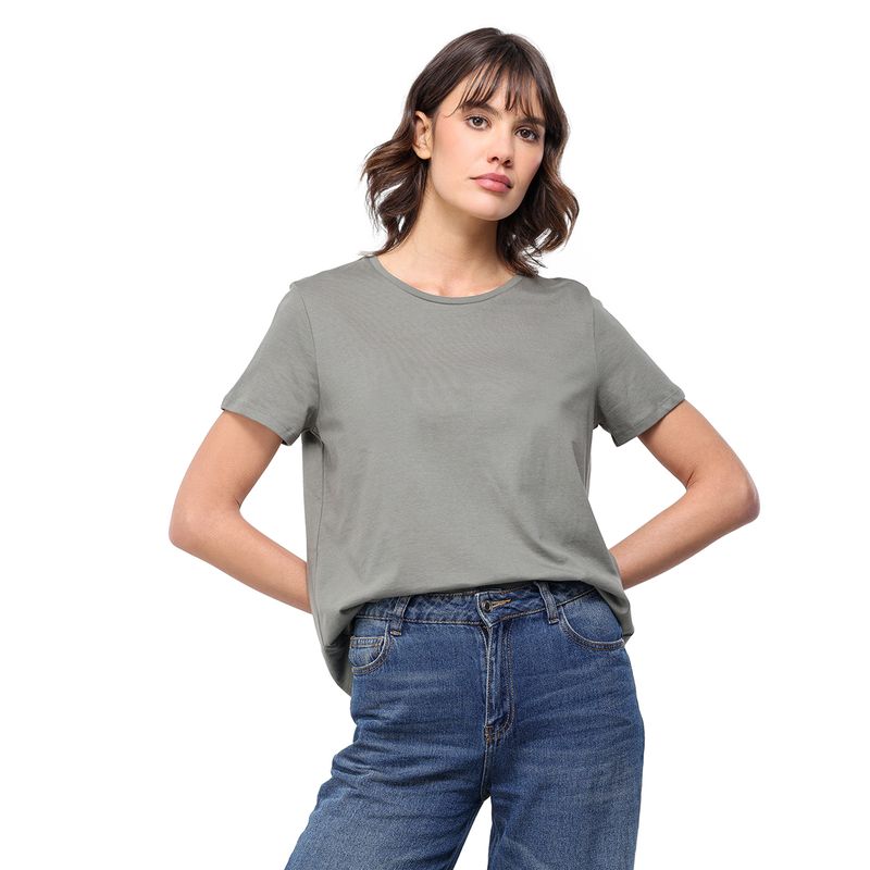 BASEMENT - Camiseta Mujer Manga corta de Algodón Basement