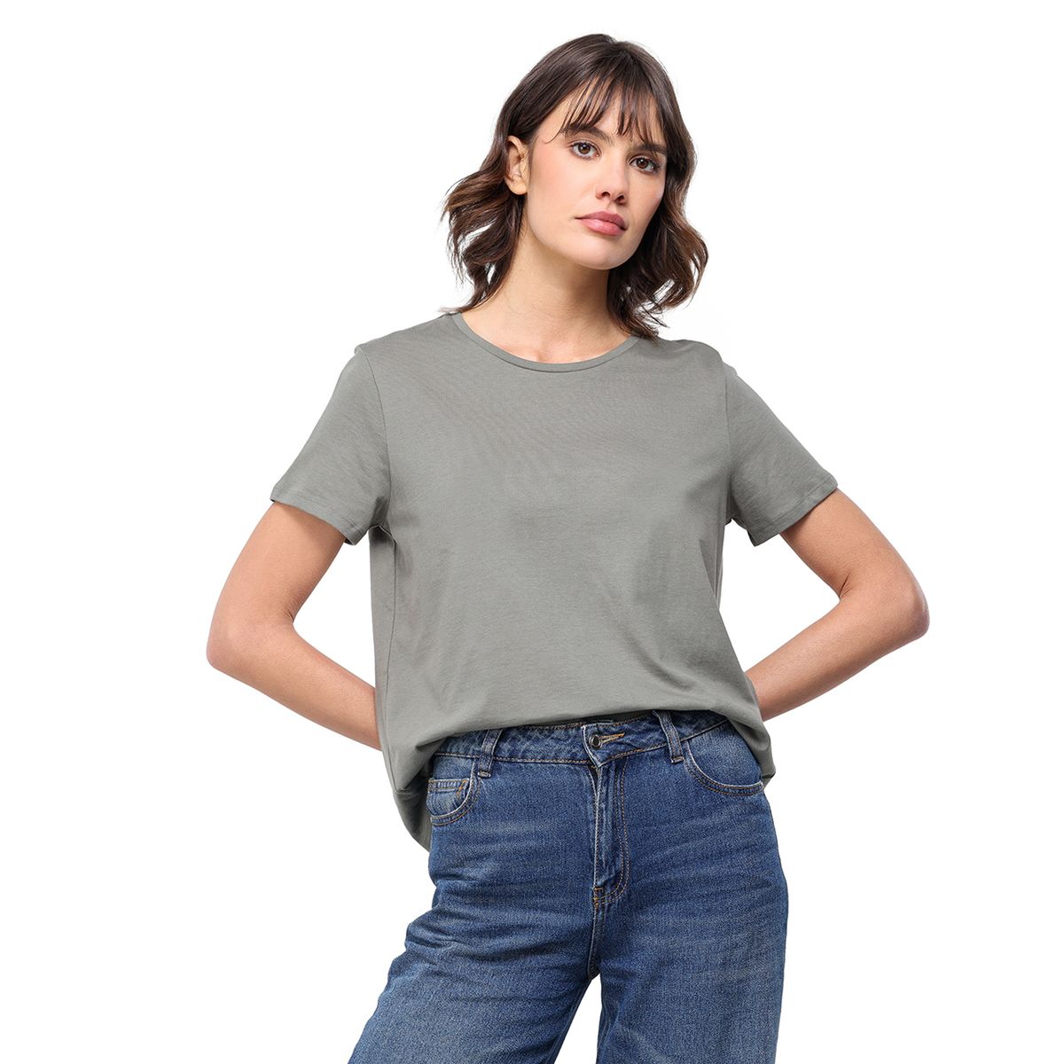 BASEMENT - Camiseta Mujer Manga corta de Algodón Basement