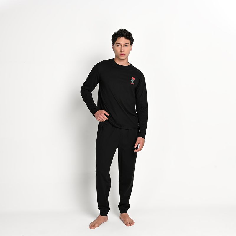 BEARCLIFF - Pijama Hombre Largo Manga larga de Algodón BEARCLIFF