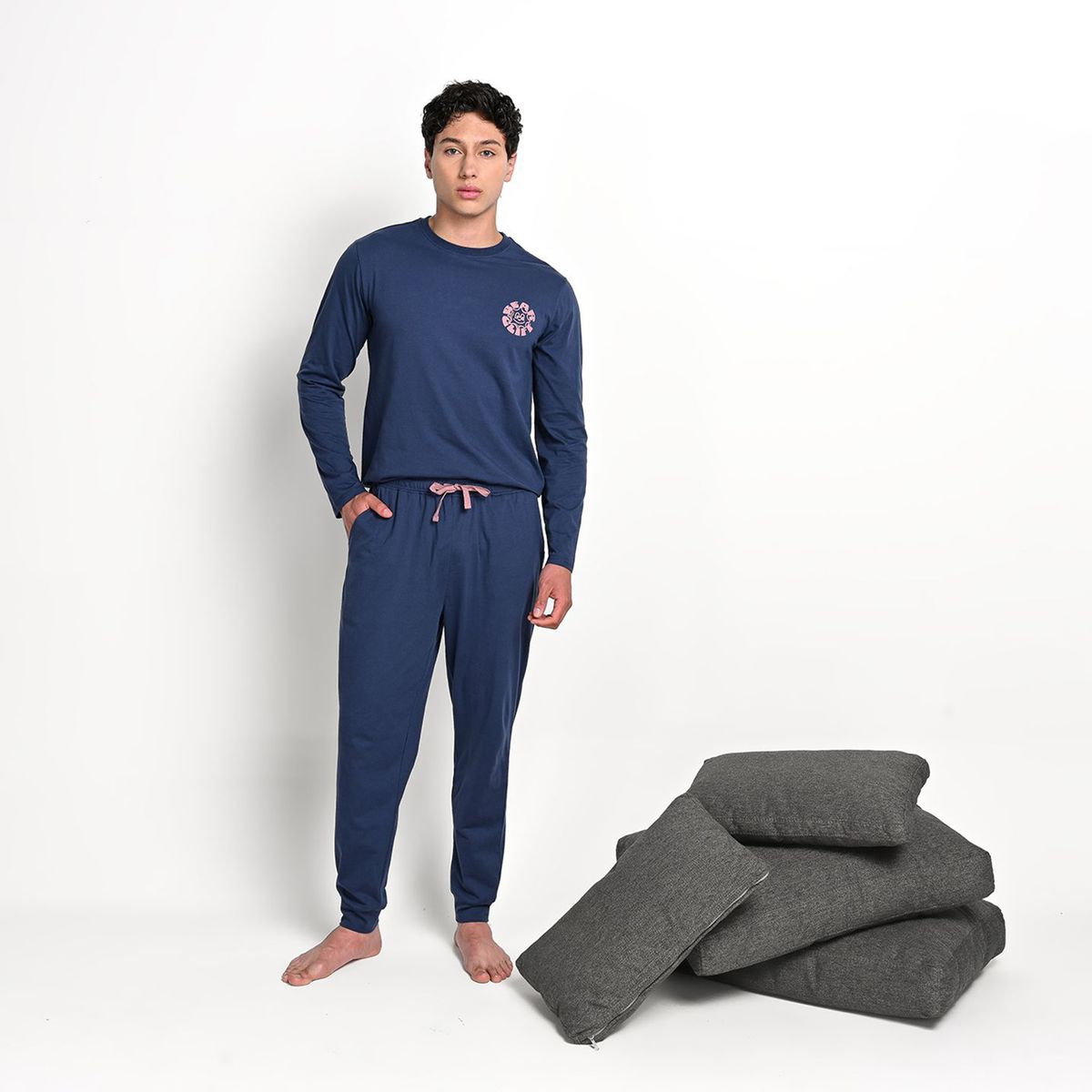 BEARCLIFF - Pijama Hombre Largo Manga larga de Algodón BEARCLIFF