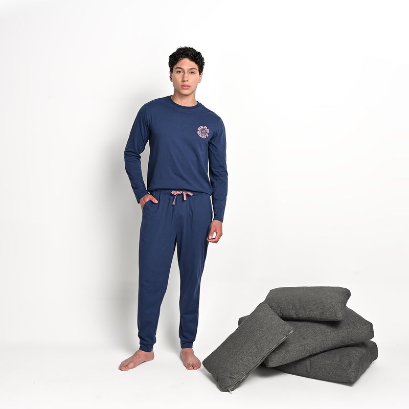 BEARCLIFF - Pijama Hombre Largo Manga larga de Algodón BEARCLIFF