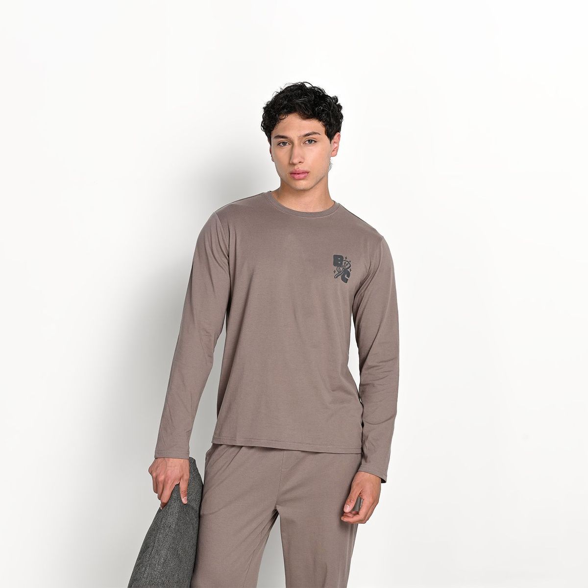 BEARCLIFF - Pijama Hombre Largo Manga larga de Algodón BEARCLIFF