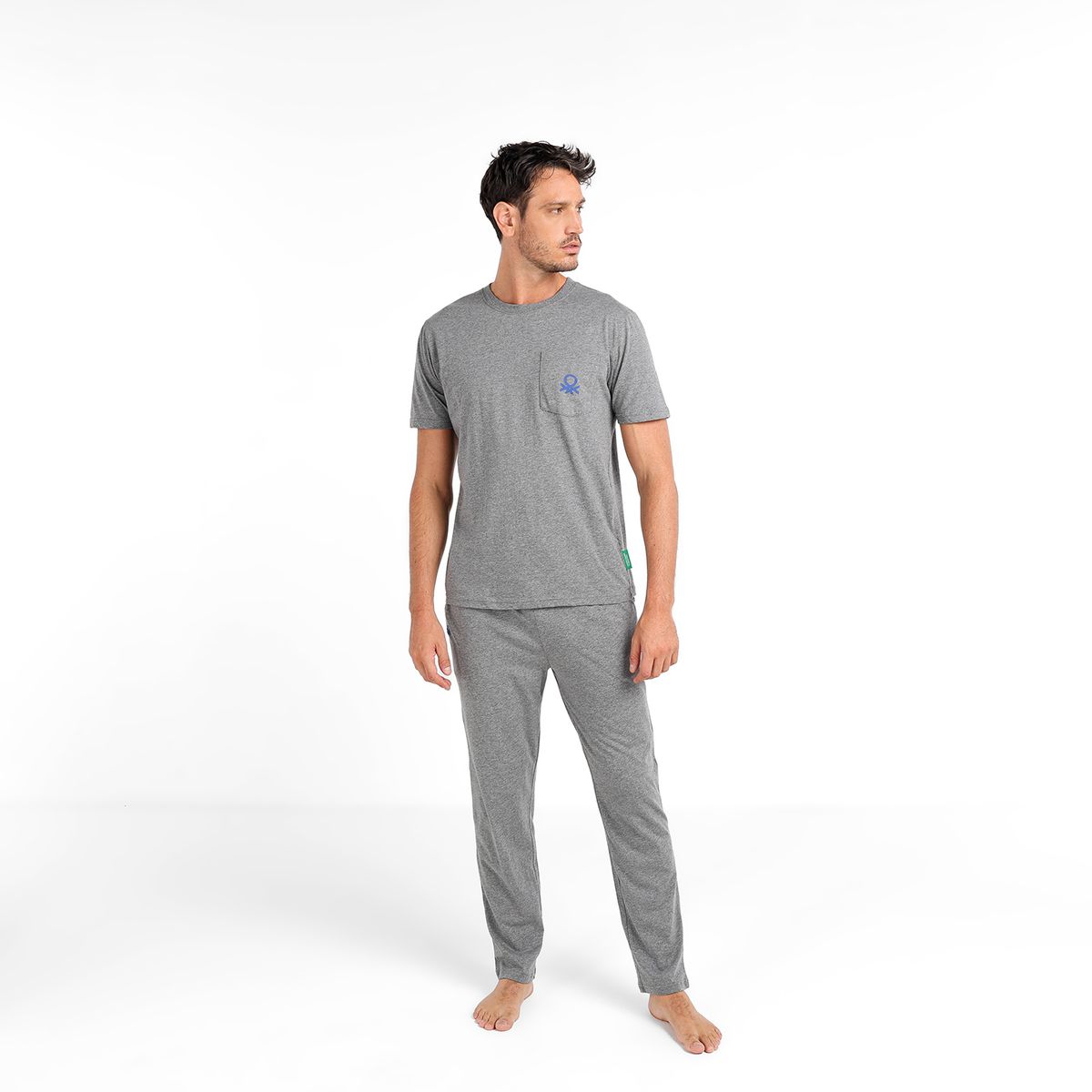 BENETTON - Pijama Hombre Corto Manga corta con Logo de Algodón BENETTON