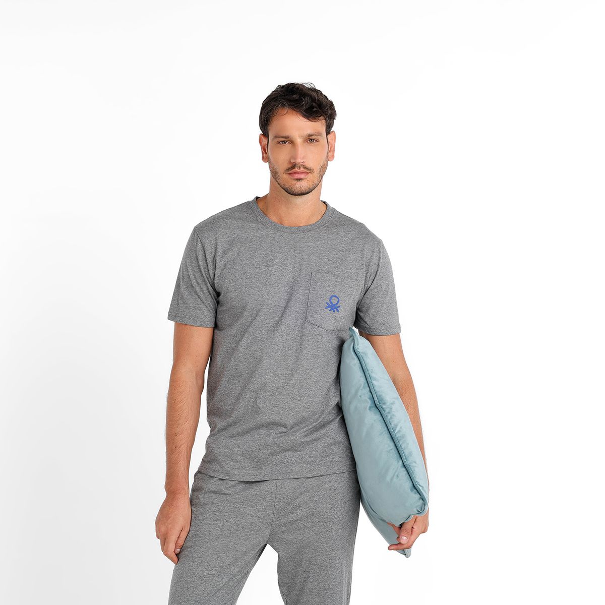 BENETTON - Pijama Hombre Corto Manga corta con Logo de Algodón BENETTON