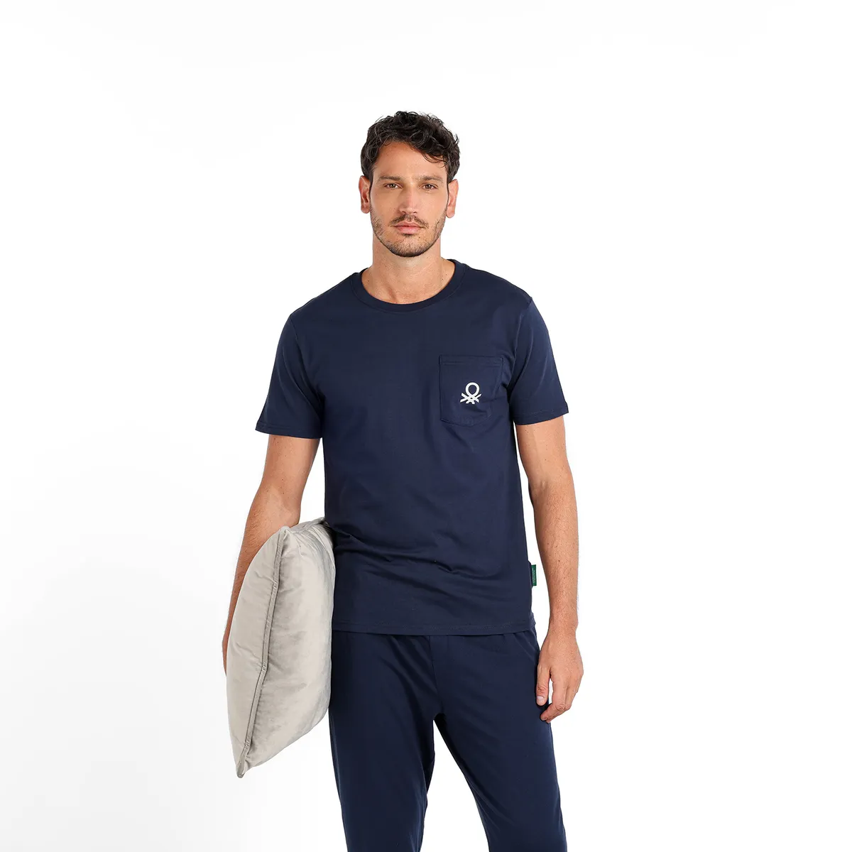 BENETTON - Pijama Hombre Corto Manga corta con Logo de Algodón BENETTON