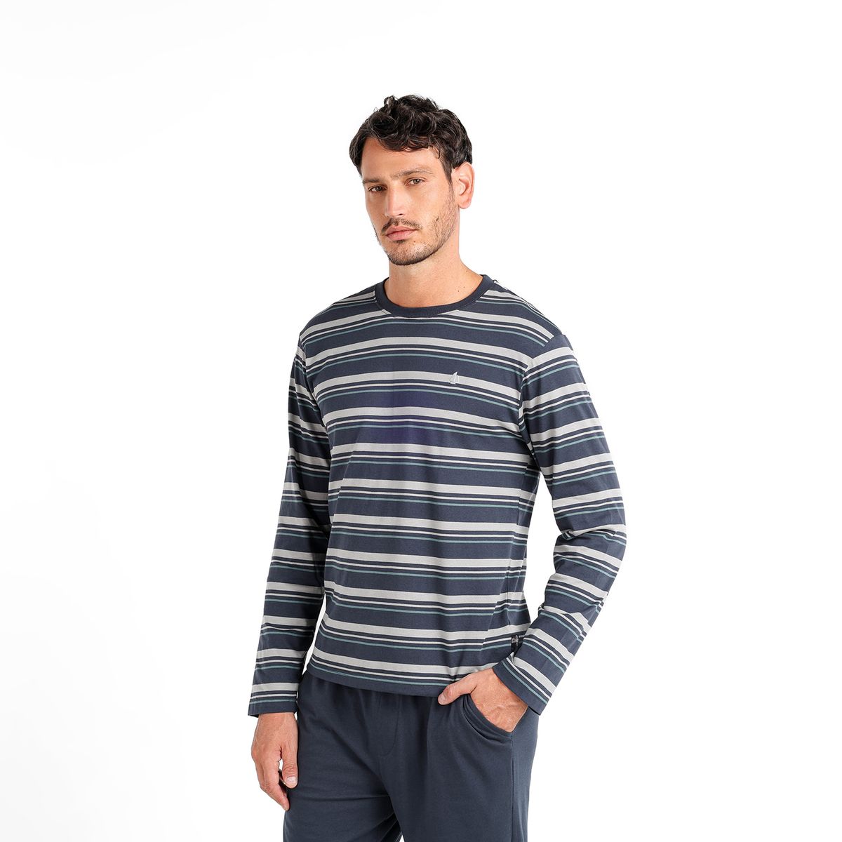 NEWPORT - Pijama Hombre Largo Manga larga de Rayas de Algodón NEWPORT