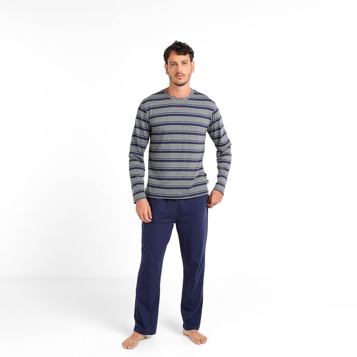 NEWPORT - Pijama Hombre Largo Manga larga de Rayas de Algodón NEWPORT