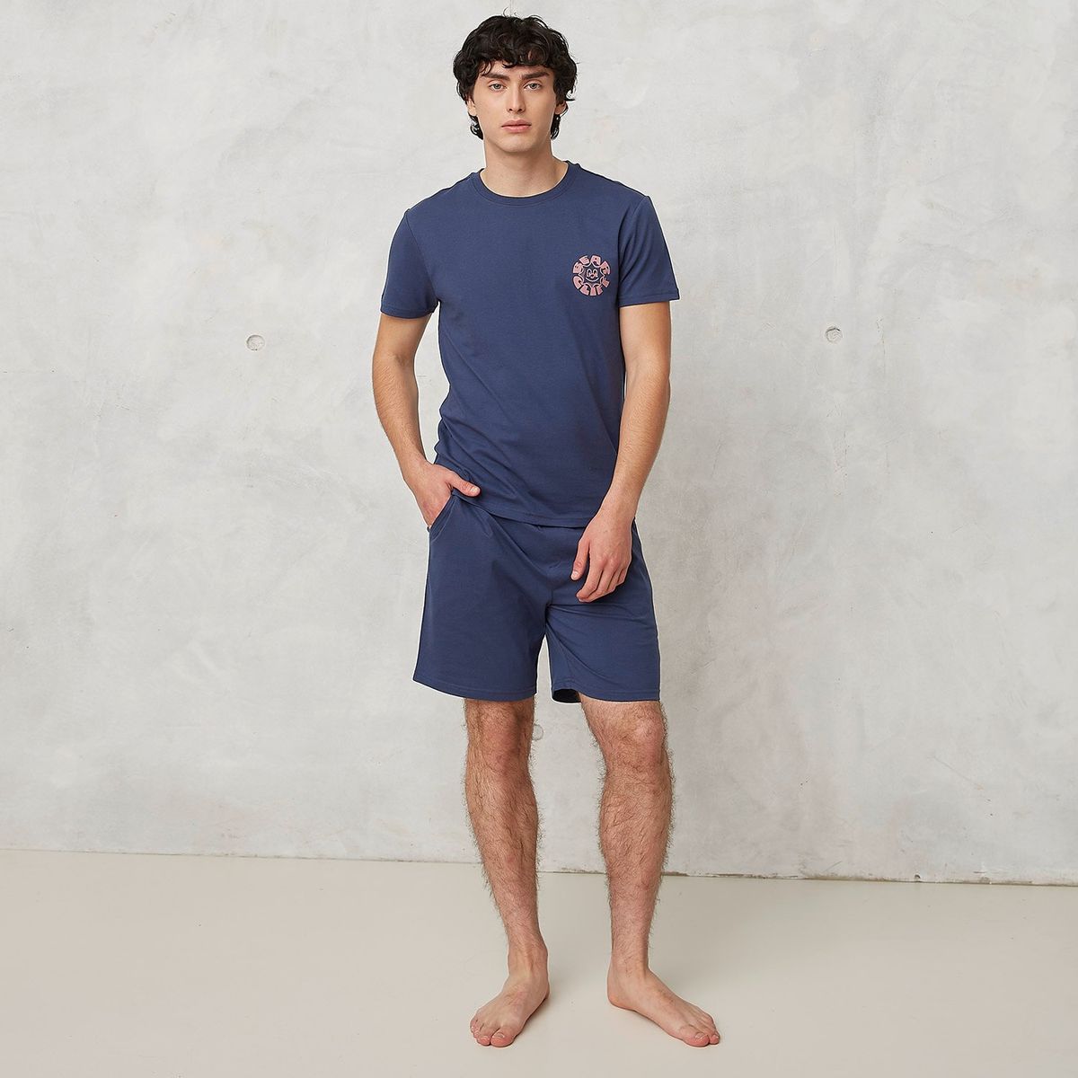 BEARCLIFF - Pijama Hombre Corto Manga corta con Estampado de Algodón BEARCLIFF