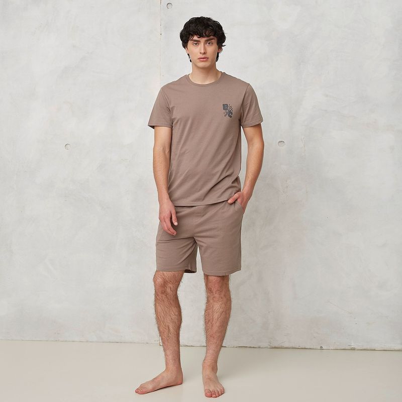 BEARCLIFF - Pijama Hombre Corto Manga corta con Estampado de Algodón BEARCLIFF
