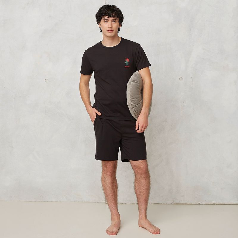 BEARCLIFF - Pijama Hombre Corto Manga corta con Estampado de Algodón BEARCLIFF