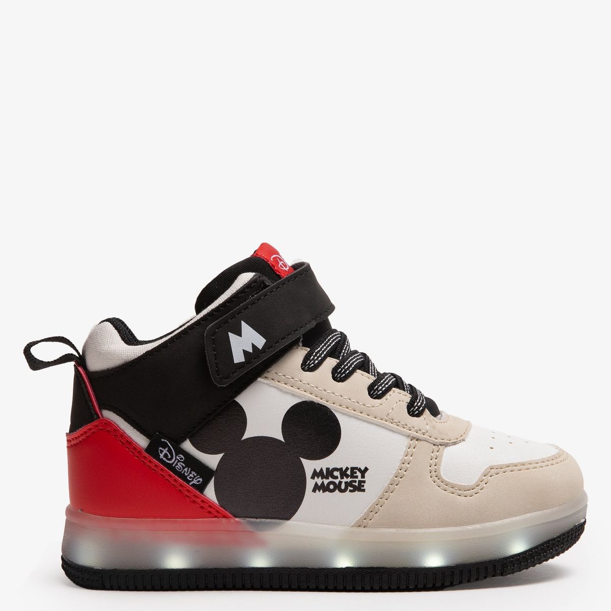 DISNEY - Tenis con luces L Tall I Mk Mickey Mouse Disney Niño con Velcro Negro