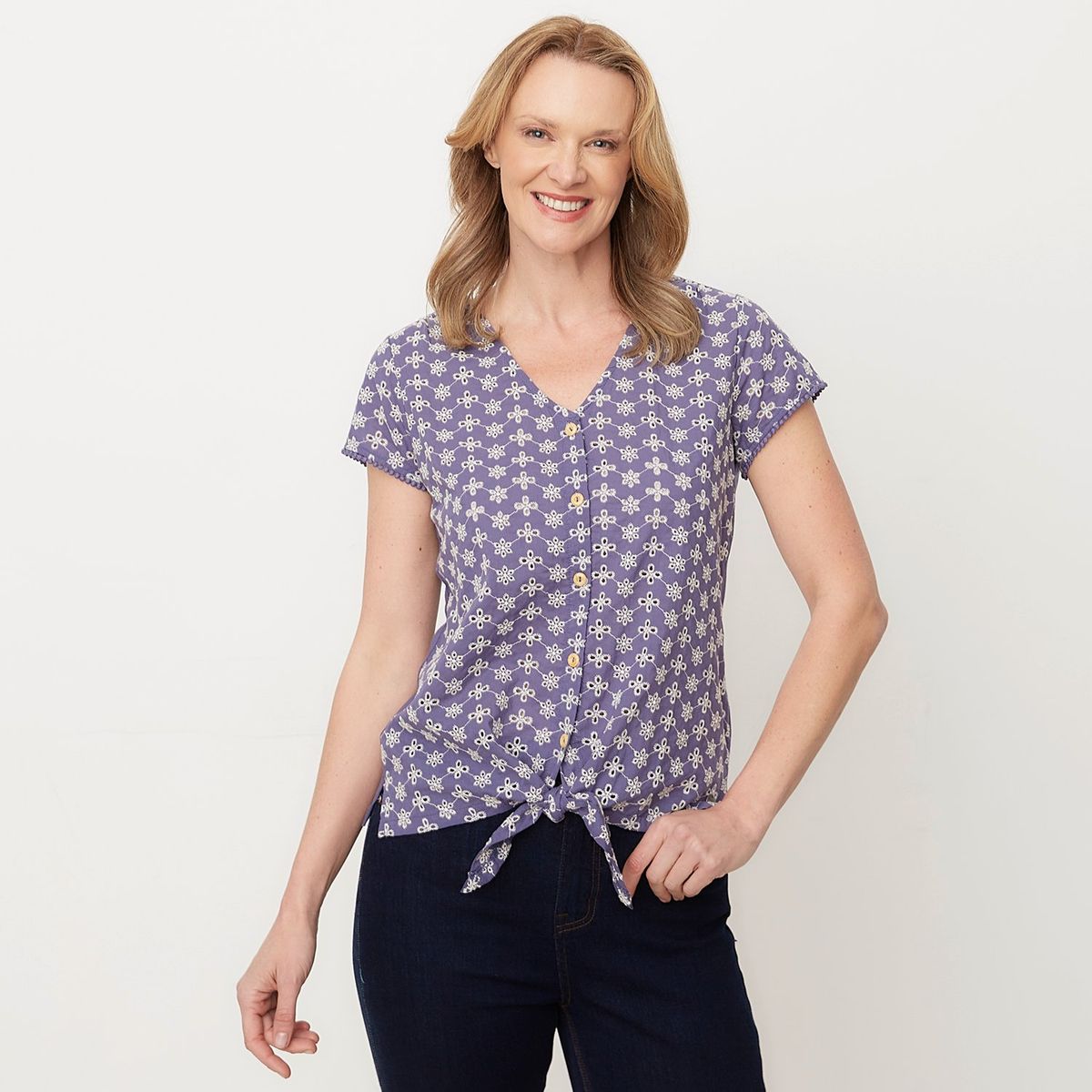 NEWPORT - Camiseta Mujer con Bordado Manga corta de Algodón Newport